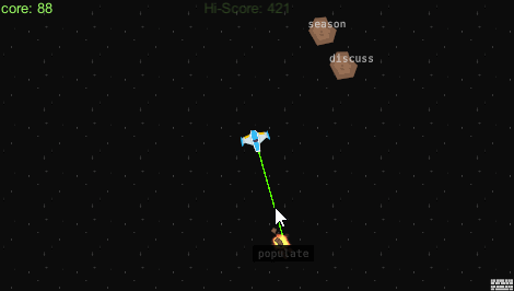 typing game shooting asteroids